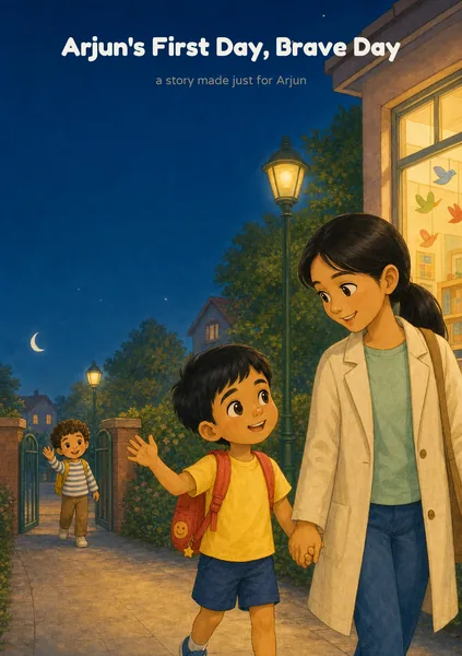 Bìa sách Ngày đầu, ngày dũng cảm, vẽ cho một em bé hư cấu