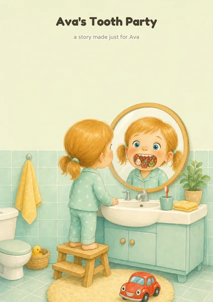 Bìa sách Bữa tiệc răng, vẽ cho một em bé hư cấu